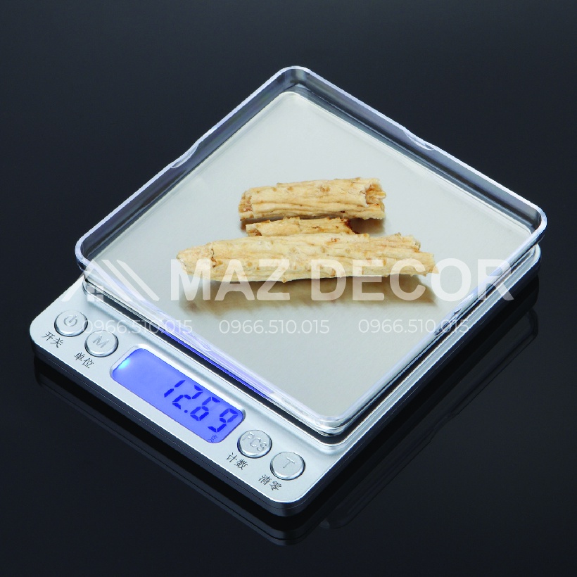 Cân Tiểu Ly Điện Tử Làm bánh Mini Nhà bếp Chính xác Nấu ăn Platform trừ bì 3KG/0.01G I2000