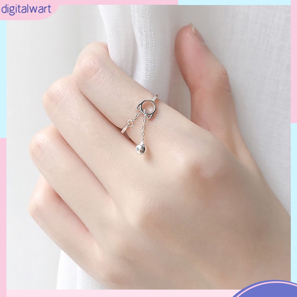 Nhẫn Hở Hình Mèo Dễ Thương Có Chuông Thời Trang Cho Nữ
