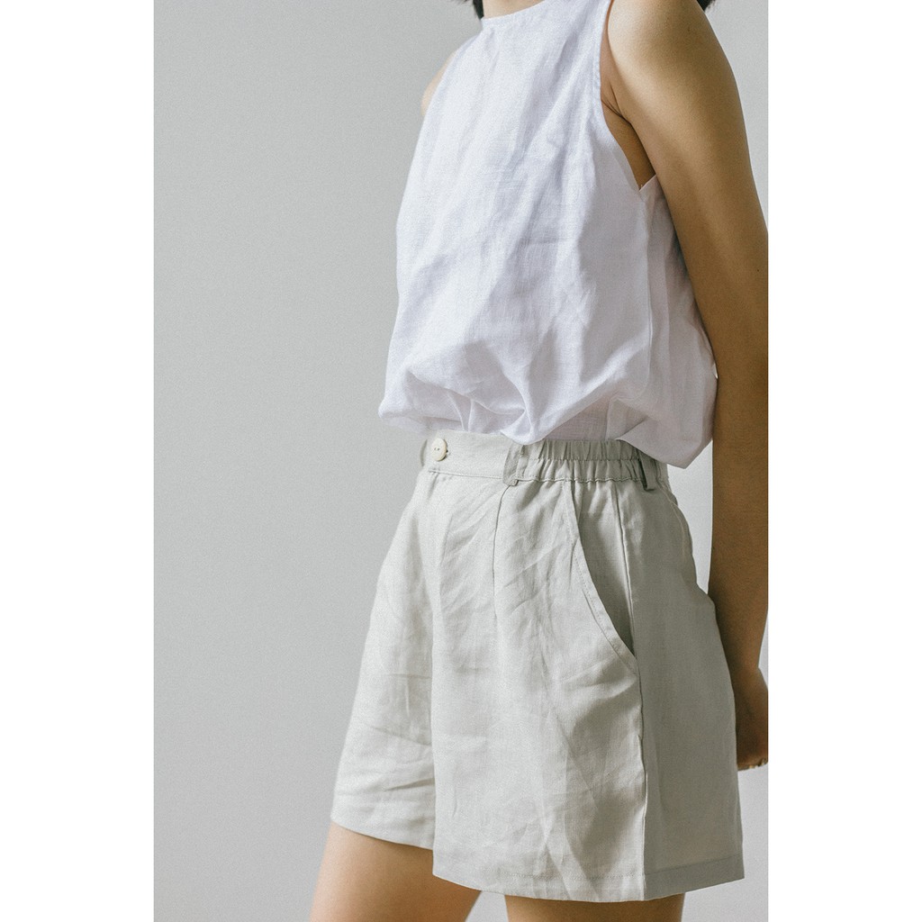 Quần short dáng cơ bản vải linen Basic Shorts RUSTEA