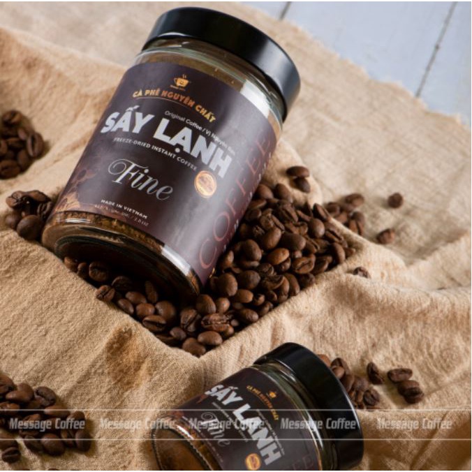 Cà Phê Hòa Tan Sấy Lạnh FINE Cao Cấp, tinh chất cafe rang xay nguyên chất, tiện lợi, dùng liền từ Bale