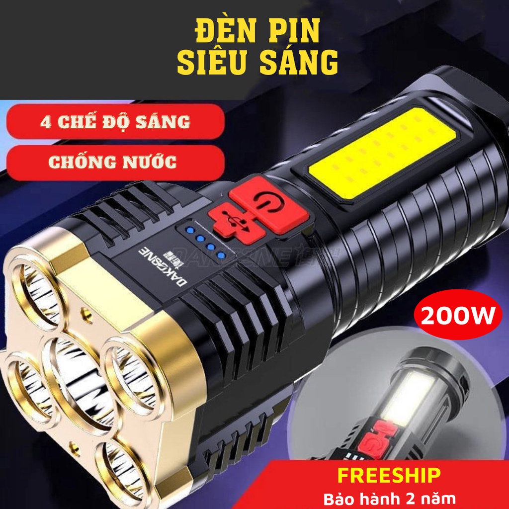 Đèn Pin Đèn Pin Cầm Tay Siêu Sáng 4 Chế Độ Chống Thấm Nước Đèn Led Chiko