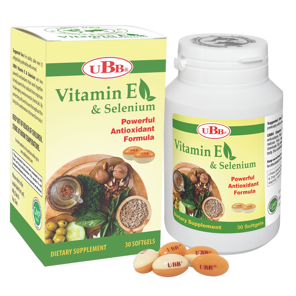 [Hộp 30 viên] Chống oxy hóa VITAMIN E & SELENIUM - Làm chậm tiến trình lão hóa của da, mang lại làn da tươi trẻ và khỏe