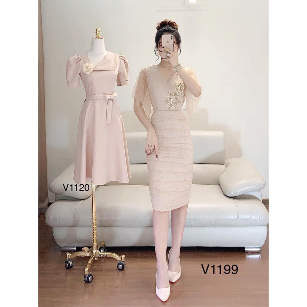 [ xả kho ] MiD Đầm nữ đính ngọc dáng ôm sang Mie Design V1199 _ Mie Design kèm ảnh thật