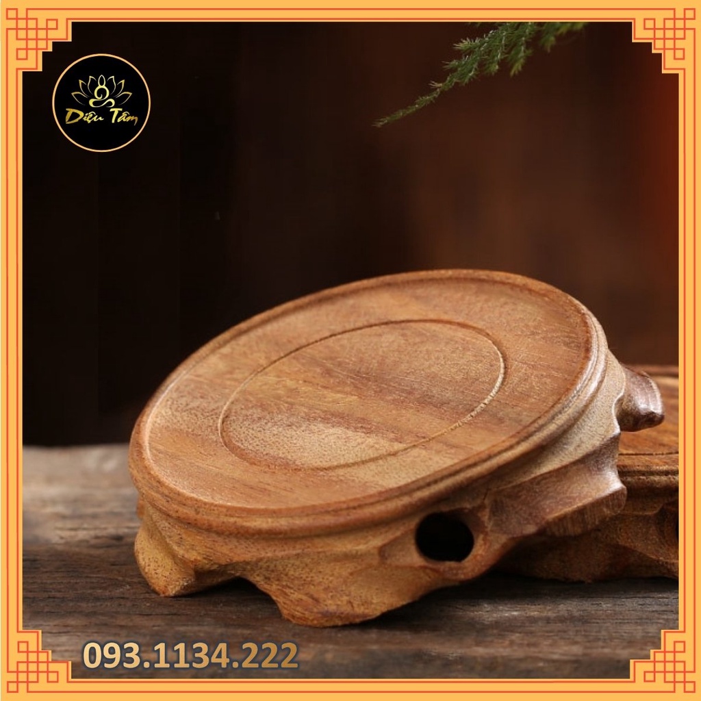 Đôn gỗ kê tượng trang trí đế gỗ tròn bày bàn trà, kê lư đồng, lư xông trầm.