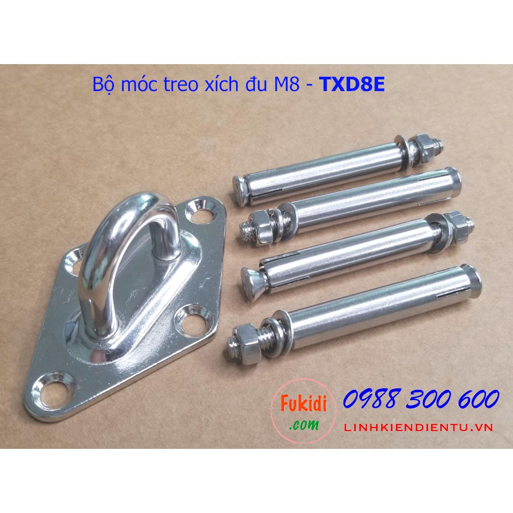 Móc treo xích đu, treo ghế đu, treo võng, treo nội thất lên trần nhà inox 316 size M8, M10 - TXDE