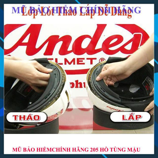 Mũ bảo hiểm dấu kính Andes 181 đen nhám [ Chính Hãng ]