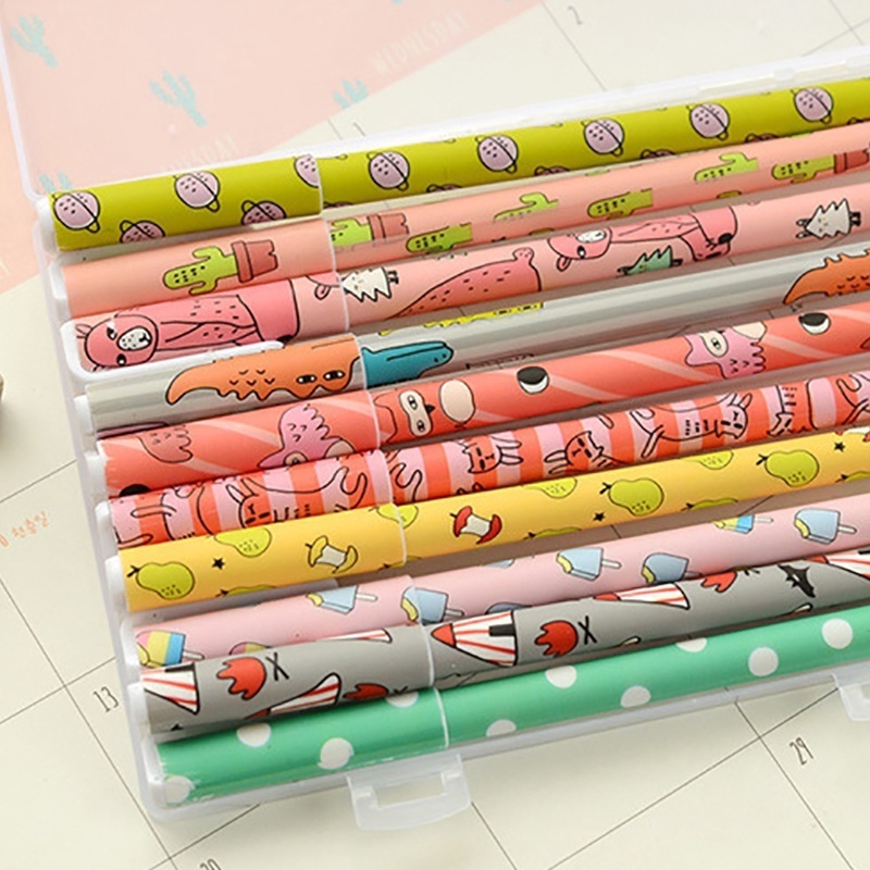 Set 10 Bút Bi Họa Tiết Hoạt Hình Dễ Thương 0.38MM