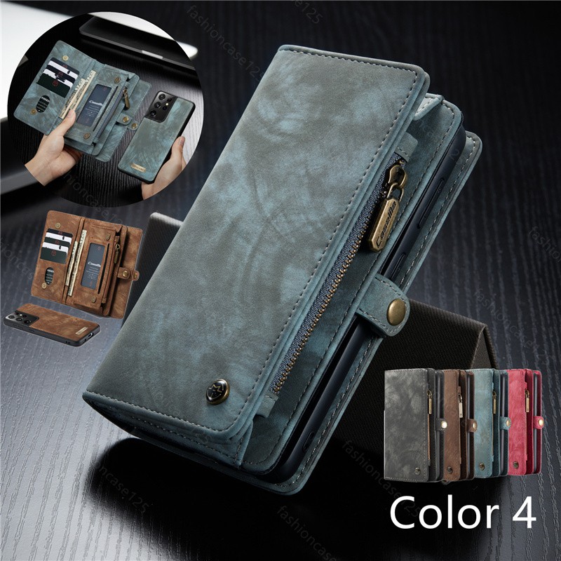 Samsung Galaxy S21 Ultra 5G S21FE S21Plus S20FE 5G S20 Ultra Plus Card Slot Phone Case PU Luxury Leather Wallet Magnetic Attraction Flip Cover For Samsung S21 FE S21Ultra S20Ultra S20Plus S20FE Business Stand Casing Holder PHONE CASE zipper card holder