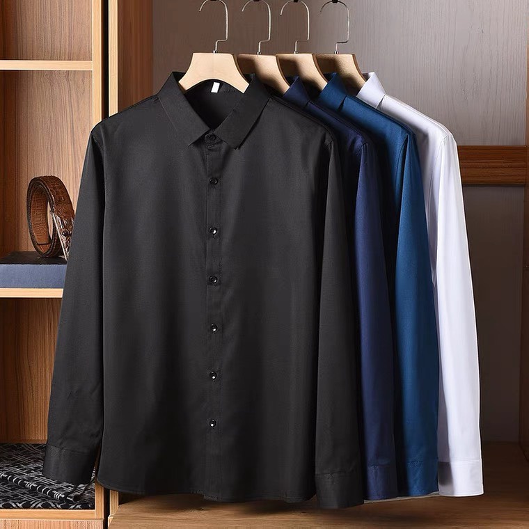 Áo sơ mi tay dài nam form hiện đại 4HIM sơ mi lụa cổ bẻ unisex chất vải mịn chống nhăn