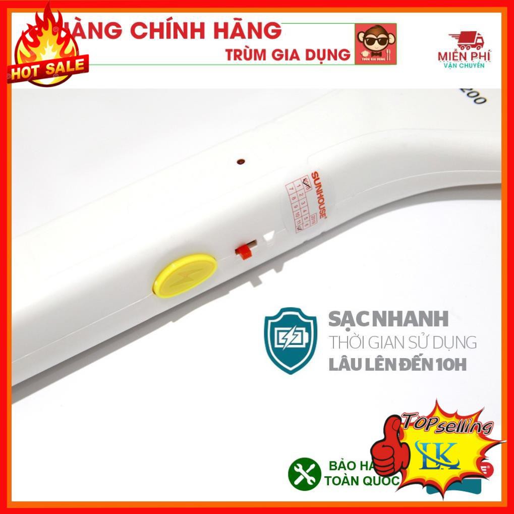 Vợt muỗi Sunhouse SHE-E200  tích hợp đèn báo sạc tiện dụng, nhựa ABS chịu va đập mạnh.