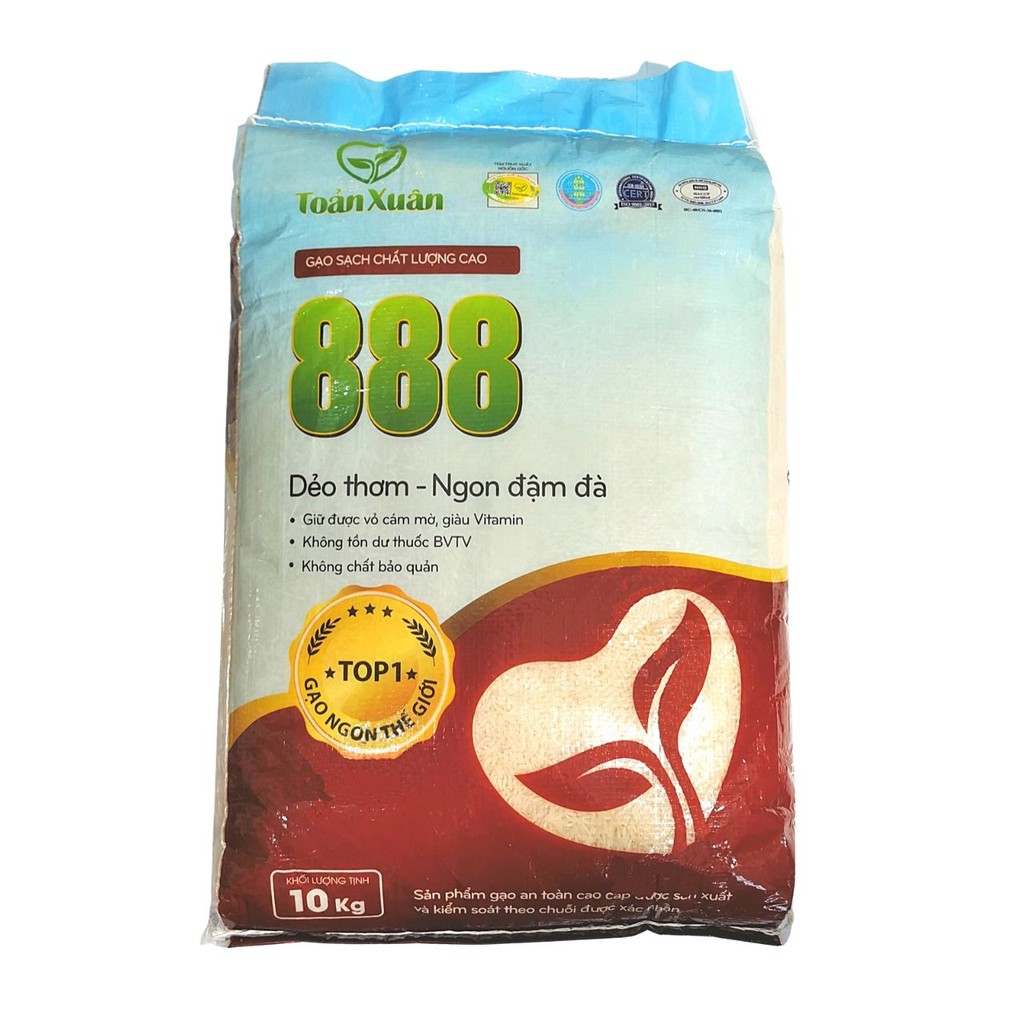 GẠO LỨC SẠCH NAM ĐỊNH 888 Giống ST24 (Túi 10KG)  (Cơm Ngon - Dẻo - Thơm)