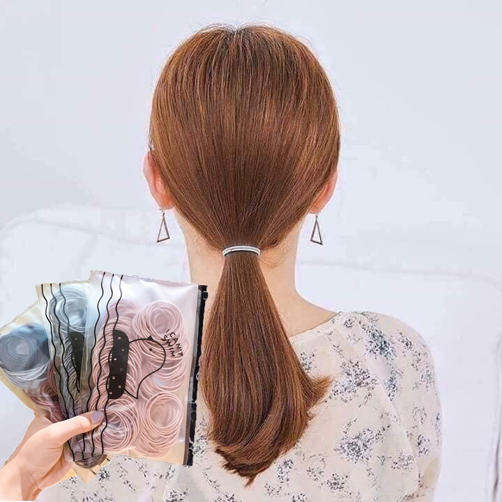 Chun buộc tóc Hàn quốc set 100 chiếc 5 màu , Nịt cột tóc giá lẻ như sỉ