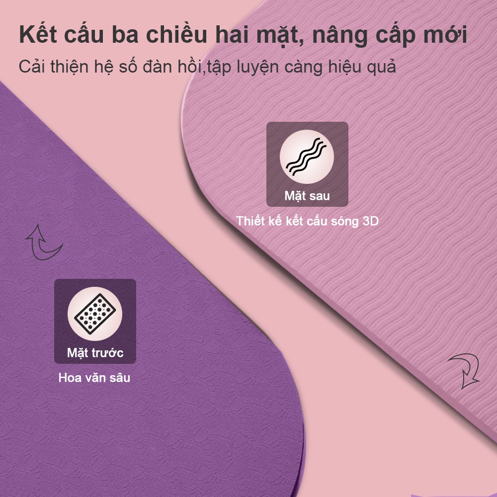 OneTwoFit Thảm Tập Yoga, Thảm Yoga Định Tuyến TPE cao cấp 8mm 2 lớp tặng kèm túi đựng-thảm tập yoga chống trượt