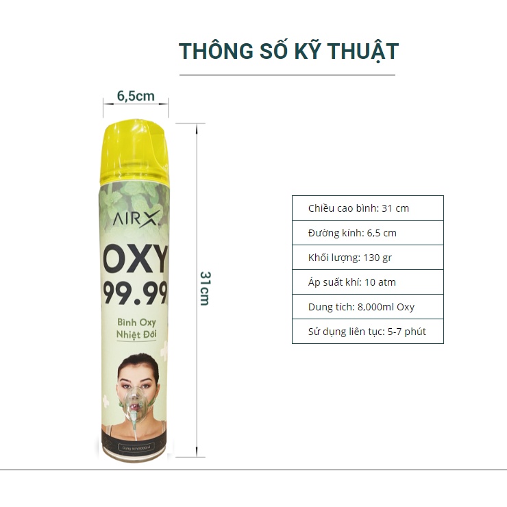 BÌNH OXY Y TẾ MINI TINH KHIẾT AIRX, DÙNG KHẨN CẤP &amp; DỰ PHÒNG (8 Lít)