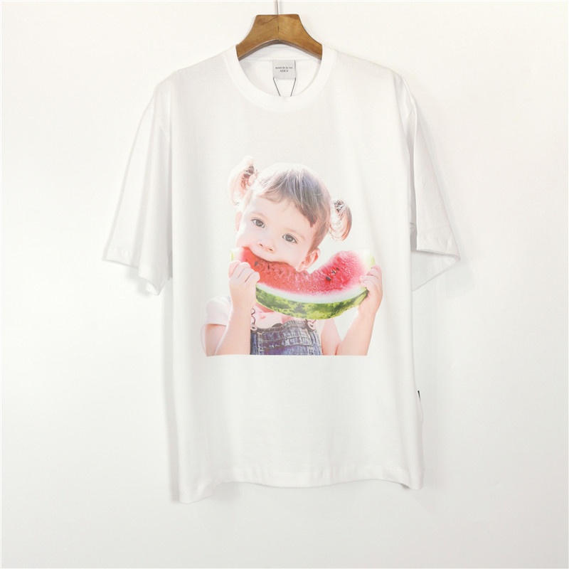 ADLV Áo Thun Tay Ngắn Dáng Rộng In Họa Tiết Hoạt Hình Đầu Bé Gái Nhỏ Dễ Thương Thời Trang Cho Nữ
