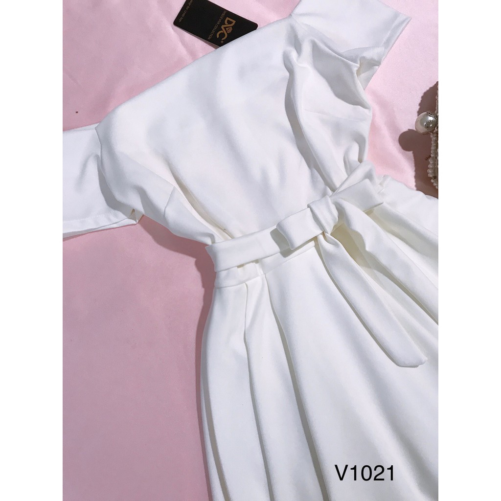 [ xả kho ] MiD Mie Design - Đầm suông trắng dự tiệc V1021 ảnh thật
