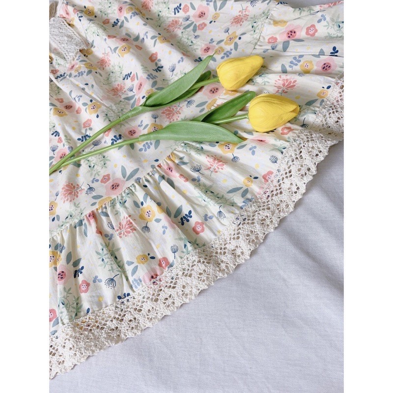 Đầm cotton phối ren