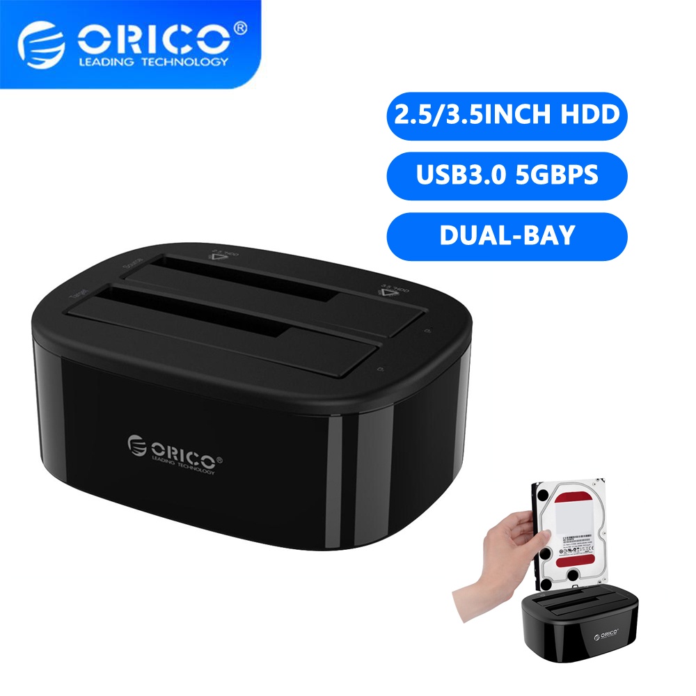 ORICO HDD Docking Station Đế Gắn Ổ Cứng Cho 2.5/3.5 Inch HDD SSD SATA Sang USB 3.0 HDD Kèm Bộ Chuyển Đổi 12V3A(6228US3)
