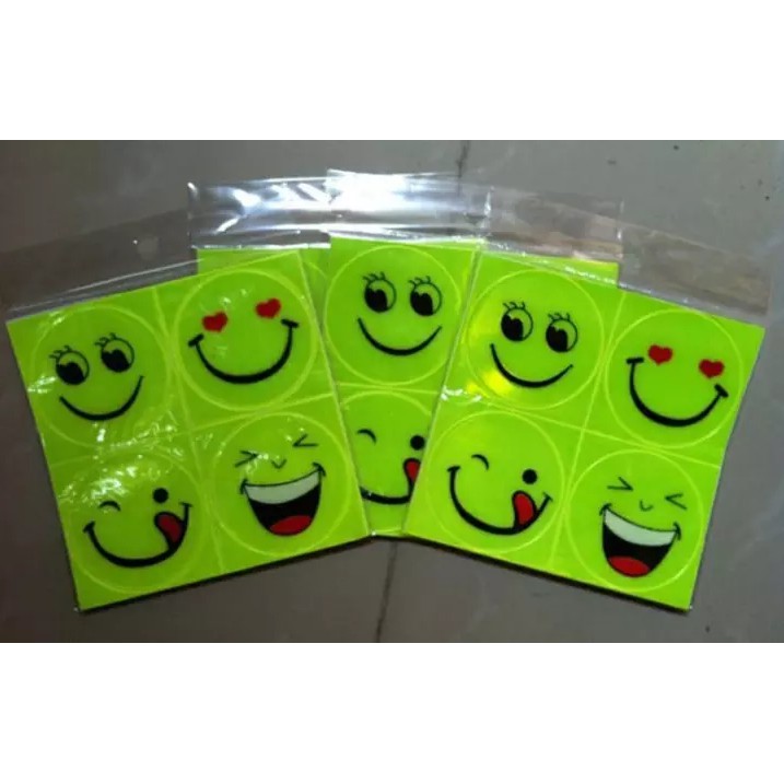 Tem Dán Phản Quang Mặt Cười, Sticker Mặt Cười Dán Đồ, Keo Dính Chắc, Phản Quang Tốt