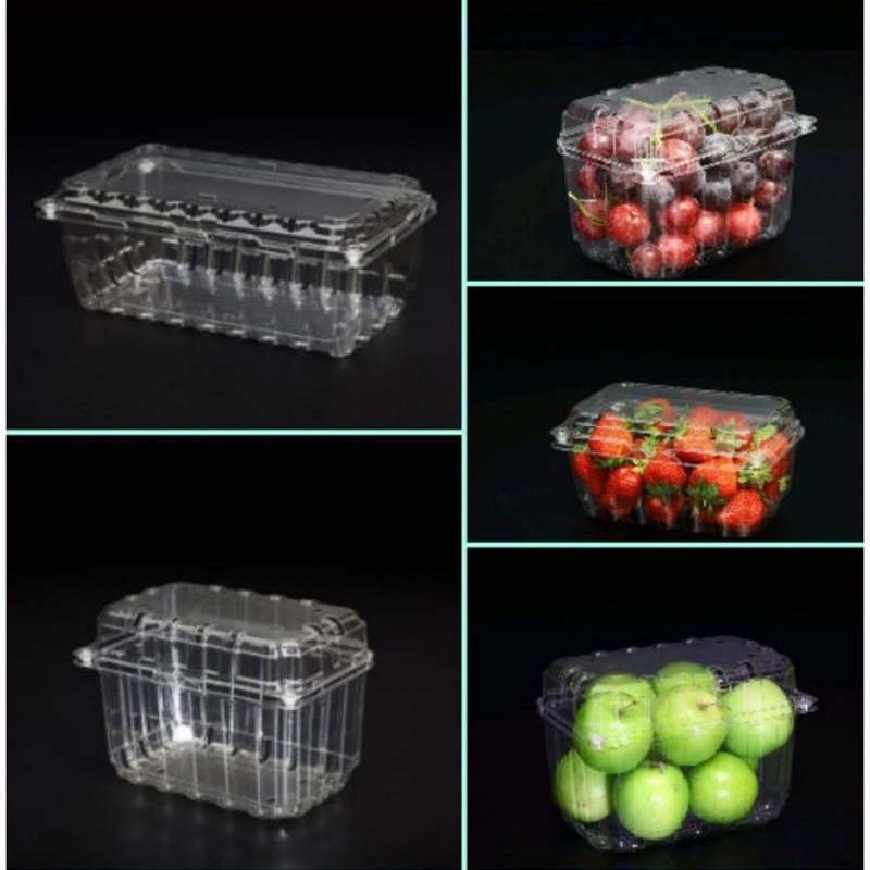 10 Hộp trong suốt P500B - P1000B đựng hoa quả trái cây có nút gài siêu xịn