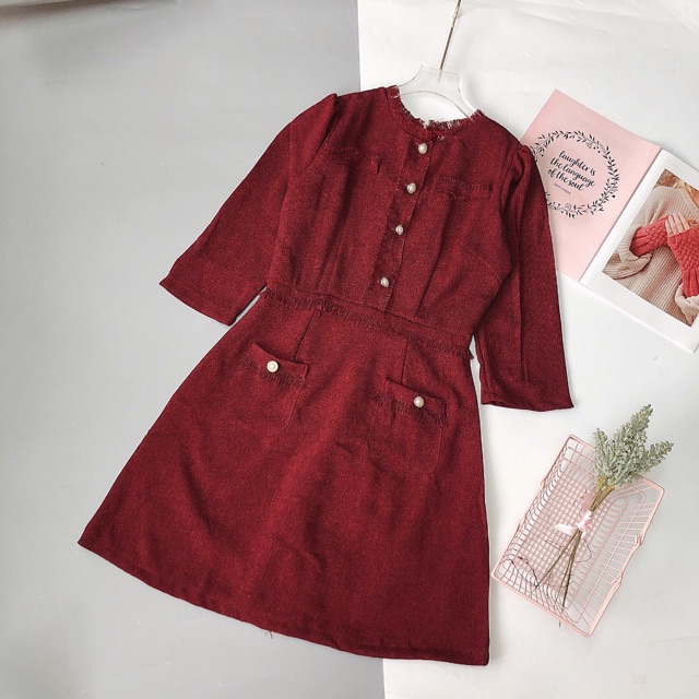 🌸 VÁY DẠ SẮC ĐỎ NOEL 🎄