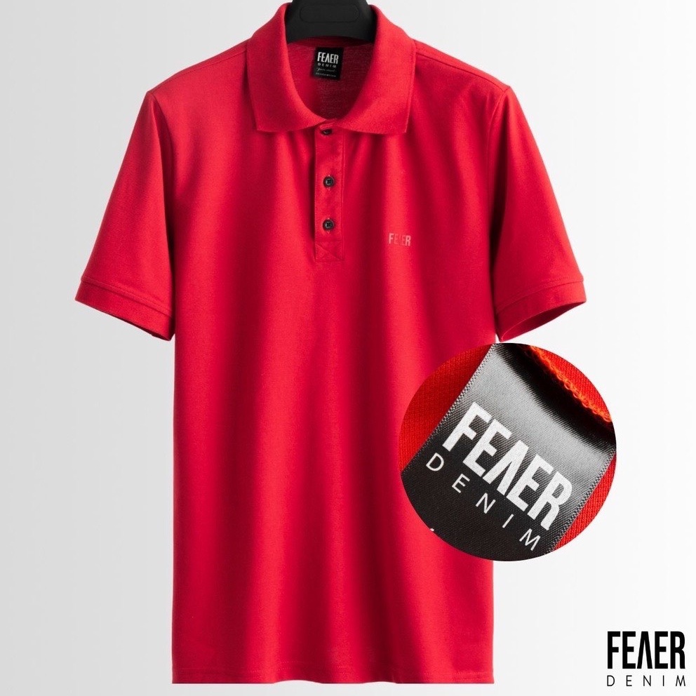 Áo polo nam FEAER DENIM chất thấm hút thoáng khí vải cotton PREMIUM màu đỏ
