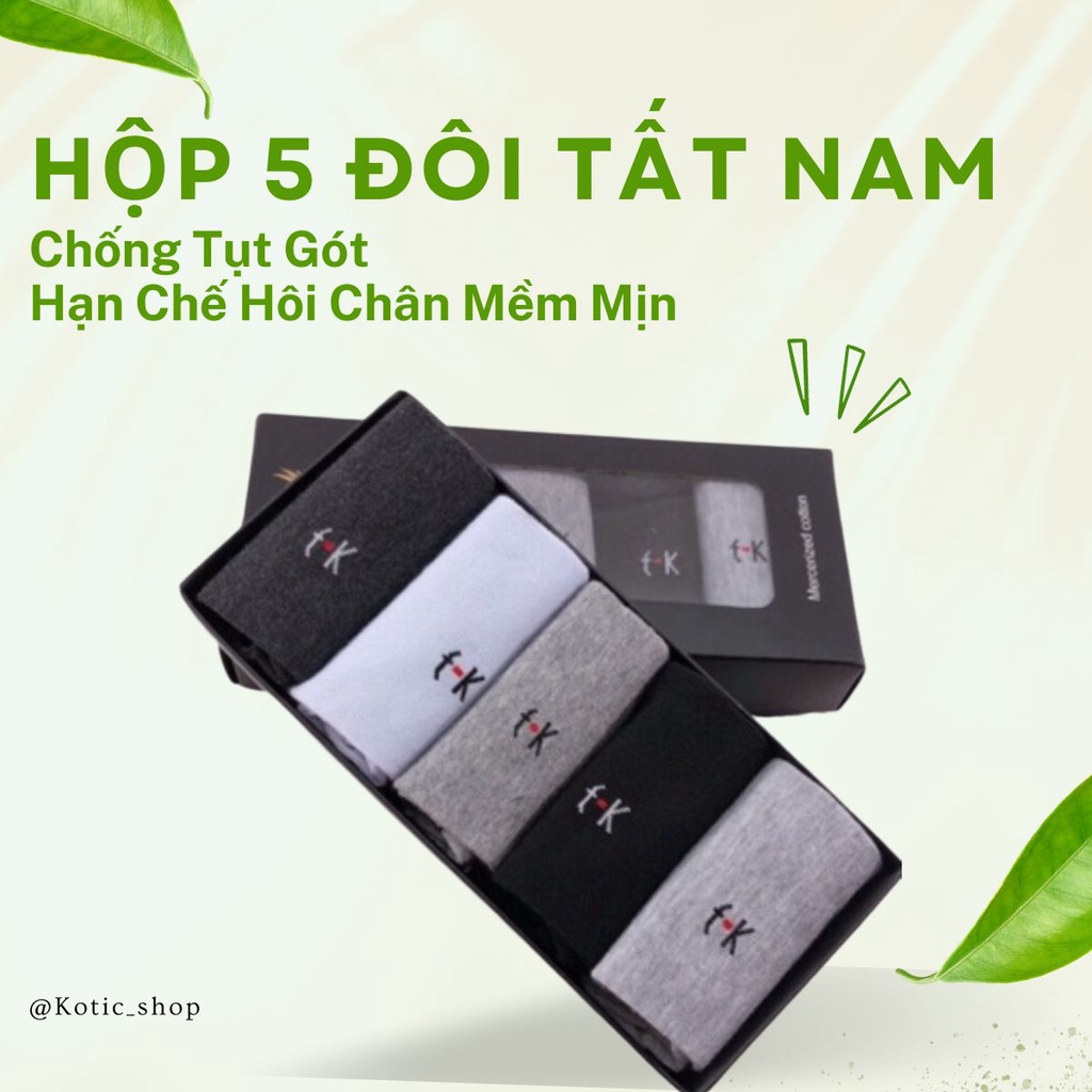 Hộp 5 Đôi Vớ Tất Nam Cao Cấp Chất Liệu Cotton Co Dãn Ngăn Mùi Siêu Thấm Hút Chống Hôi Chân Kotic_shop