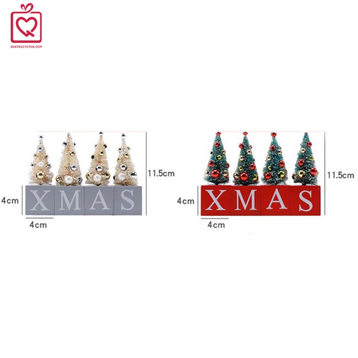 Bộ cây thông đế gỗ chữ Xmas để bàn - Quà tặng noel, trang trí giáng sinh xinh xắn