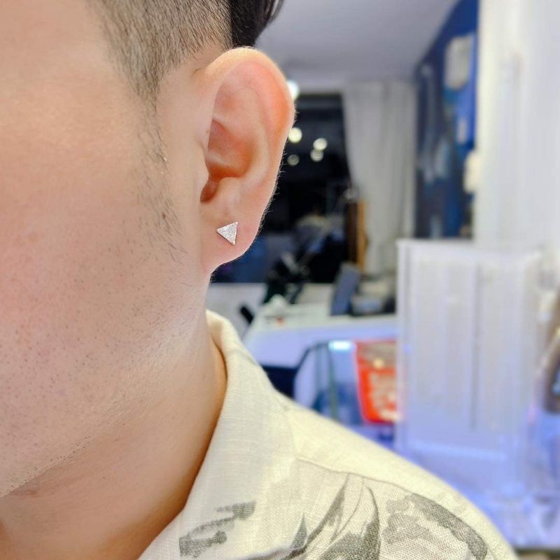 Bông tai bạc nam đính đá cao cấp 🌼 YN JEWELRY