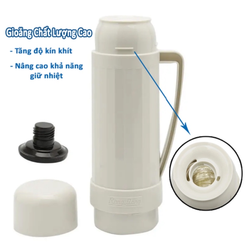 Phích nước giữ nhiệt Rạng Đông 1L Phích cá nhân mini đủ màu đẹp ruột phích