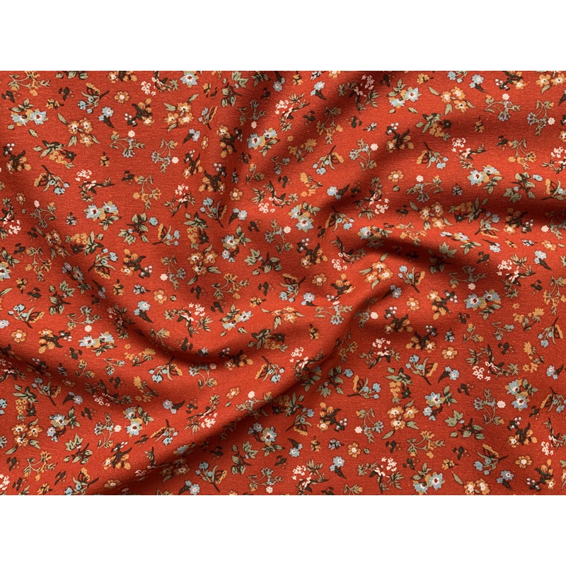 Vải linen bột họa tiết hoa nhí vintage 50x150cm may áo dài, váy đầm