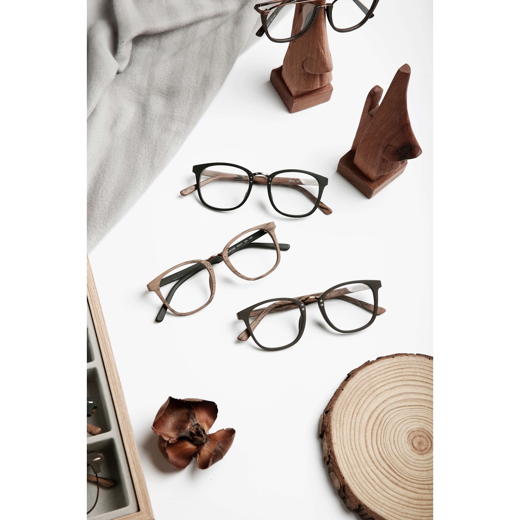 Kính gỗ gọng vuông full  MINIWOOD chính hãng thời trang nam nữ cá tính, phong cách Hàn Quốc năng động