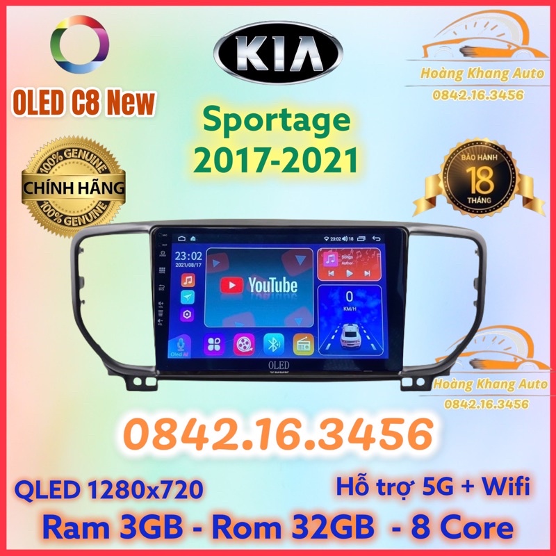 Màn hình android OLED C8 New theo xe Sportage 2017 - 2021  kèm dưỡng và canbus jack nguồn zin theo xe