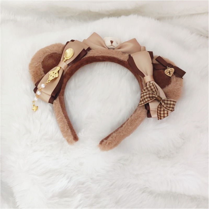 Flgo Băng Đô Cài Tóc Hình Tai Gấu Dễ Thương