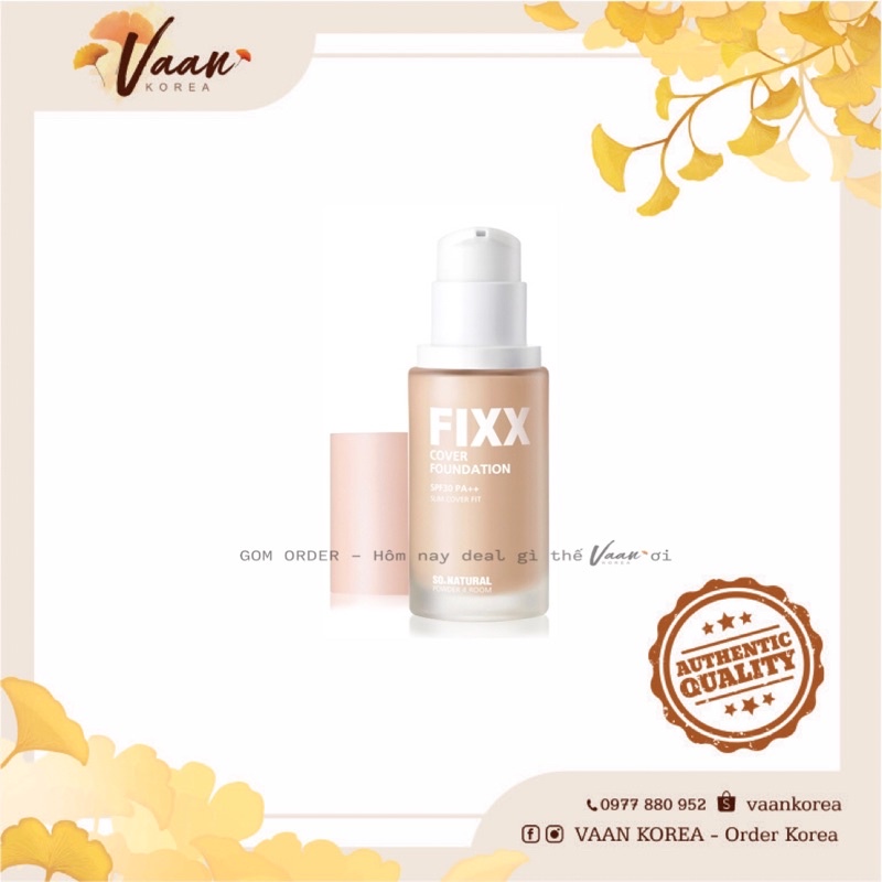 Kem nền So Natural Fixx Cover Foundation SPF30 PA++ Slom Cover Fit 32ml