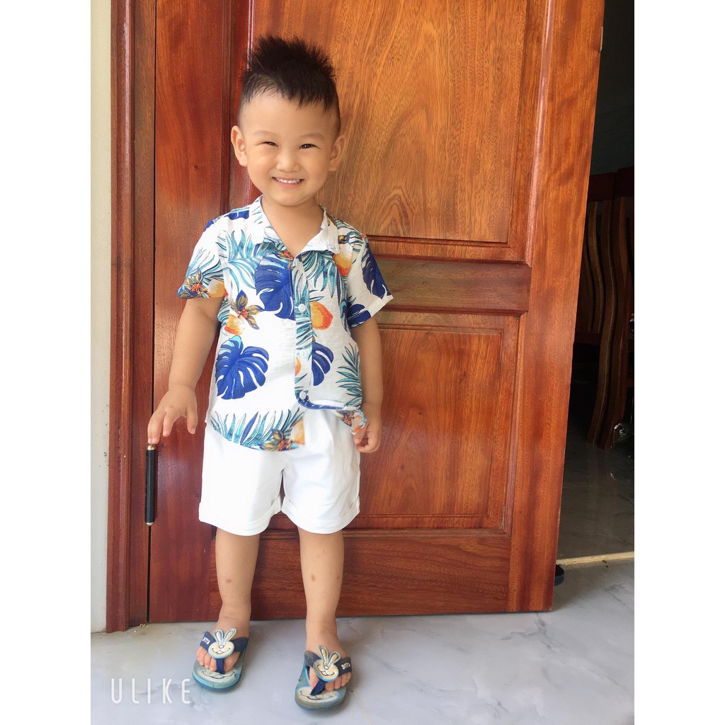 Bộ đồ bé trai đi biển đi chơi áo chất đũi quần đùi kaki thoáng mát Magickids Quần áo trẻ em mùa hè