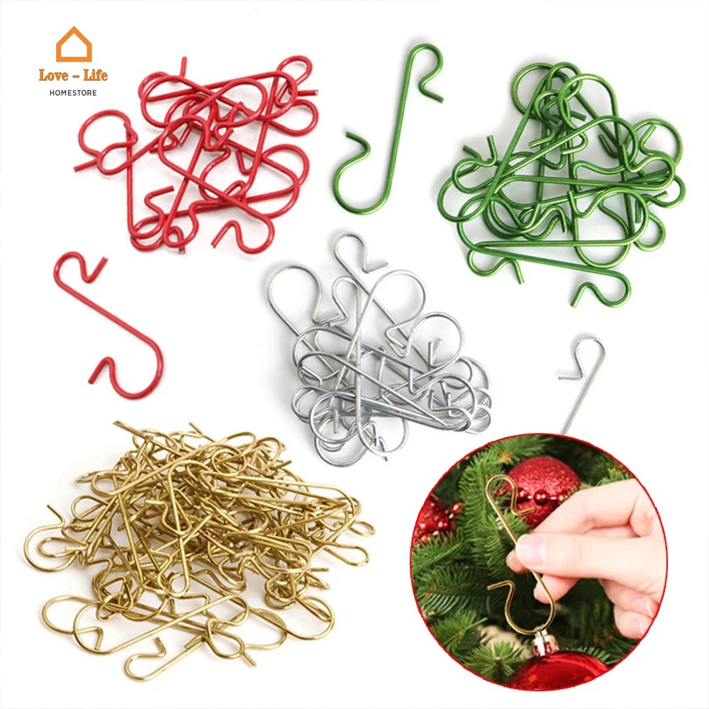 Bộ 50 móc treo cây thông hình chữ S bằng kim loại