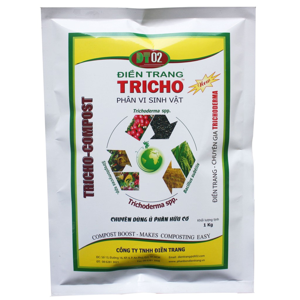 nấm Tricho Men ủ phân hữu cơ Compost chứa vi sinh vật có lợi tố đất lợi cây gói 1kg