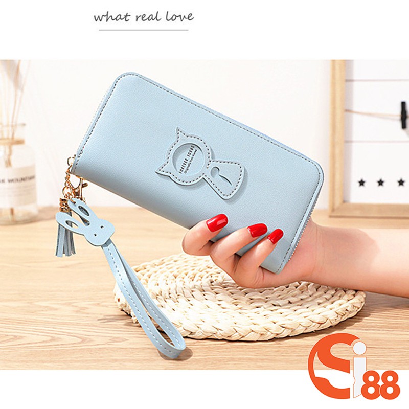 Ví Cầm Tay Nữ Dáng Dài Logo Cánh Bướm - Ví Da Nữ Dáng Dài In Chữ VD006 | BigBuy360 - bigbuy360.vn