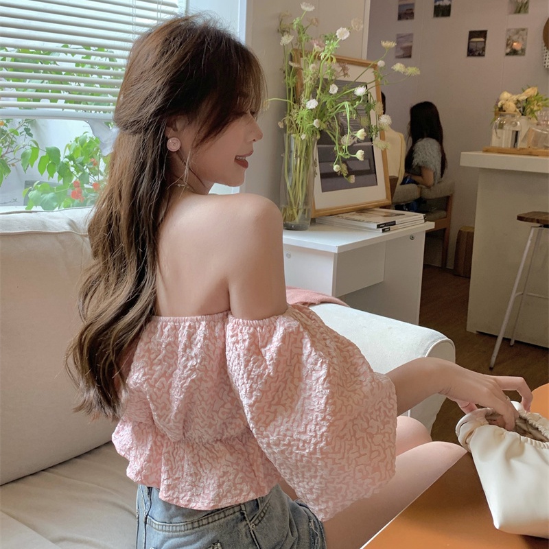 Áo kiểu COZOK tay phồng trễ vai quyến rũ phong cách Hàn Quốc thời trang