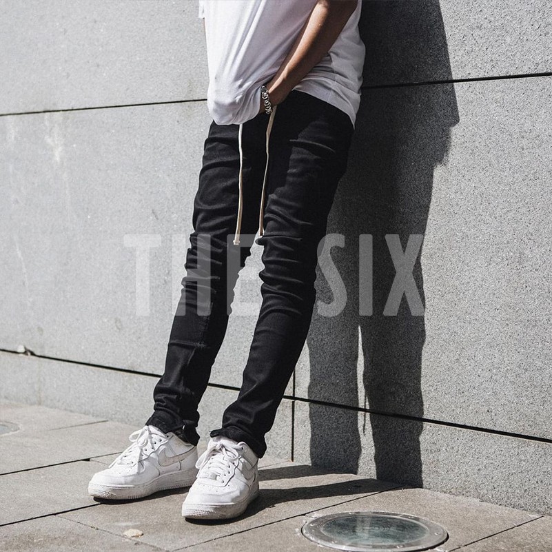 Quần jean nam đen ✔️ Quần jean nam rách gối ✔️ Quần jean nam đen trơn THESIX | BigBuy360 - bigbuy360.vn