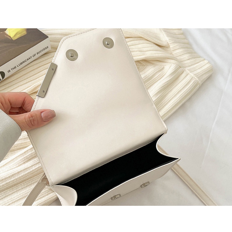 Túi Đeo Chéo Hình Vuông Màu Sắc Trơn Phối Dây Đeo Sợi Xích Phong Cách Cổ Điển Thời Trang Cho