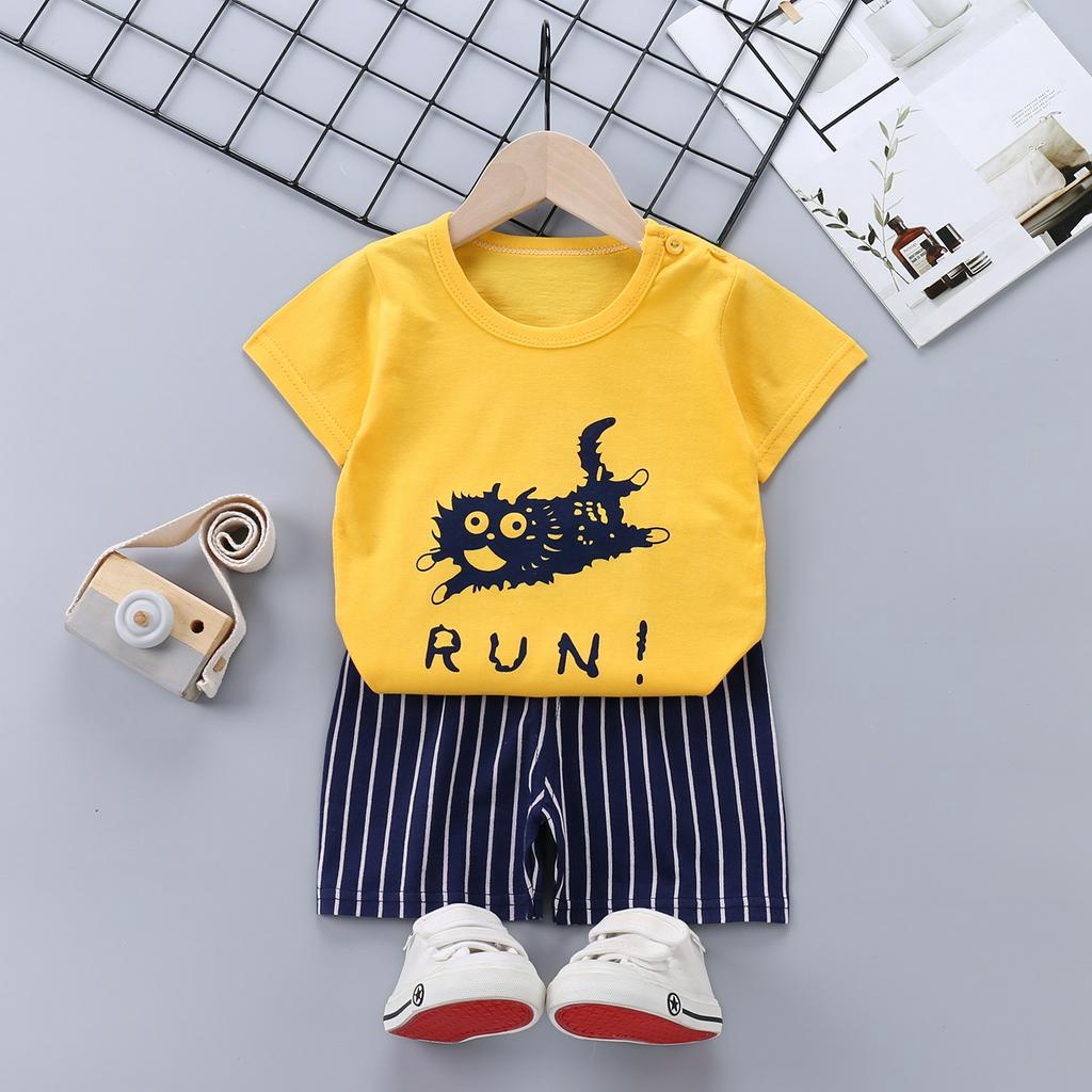 SANITKUN Set Áo Thun Ngắn Tay Và Quần Short Thời Trang Hàn Quốc Mới Cho Bé Gái