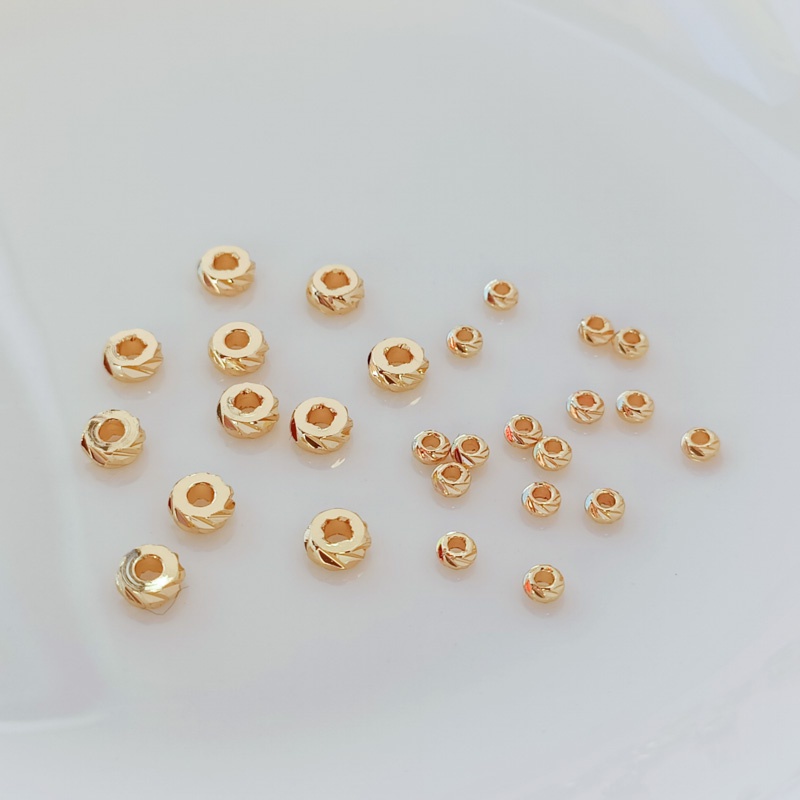 Set 50 Hạt Tròn Mạ Vàng 14K Nhiều Màu Sắc Dùng Làm Vòng Tay DIY