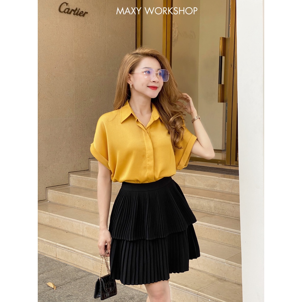 Chân váy xếp ly xoè xếp tầng layer pleated skirt Maxy Workshop
