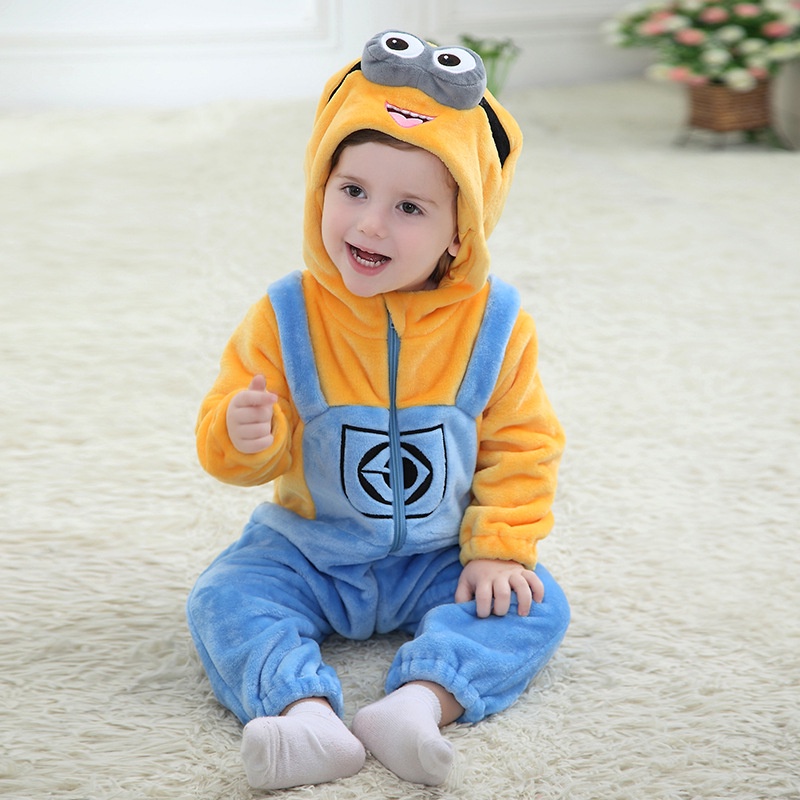 Bộ Áo Liền Quần Pijama Phong Cách Hoạt Hình minion Dễ Thương Cho Bé