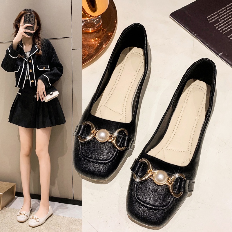 Giày Búp Bê Da Mũi Tròn Thời Trang Dành Cho Nữ