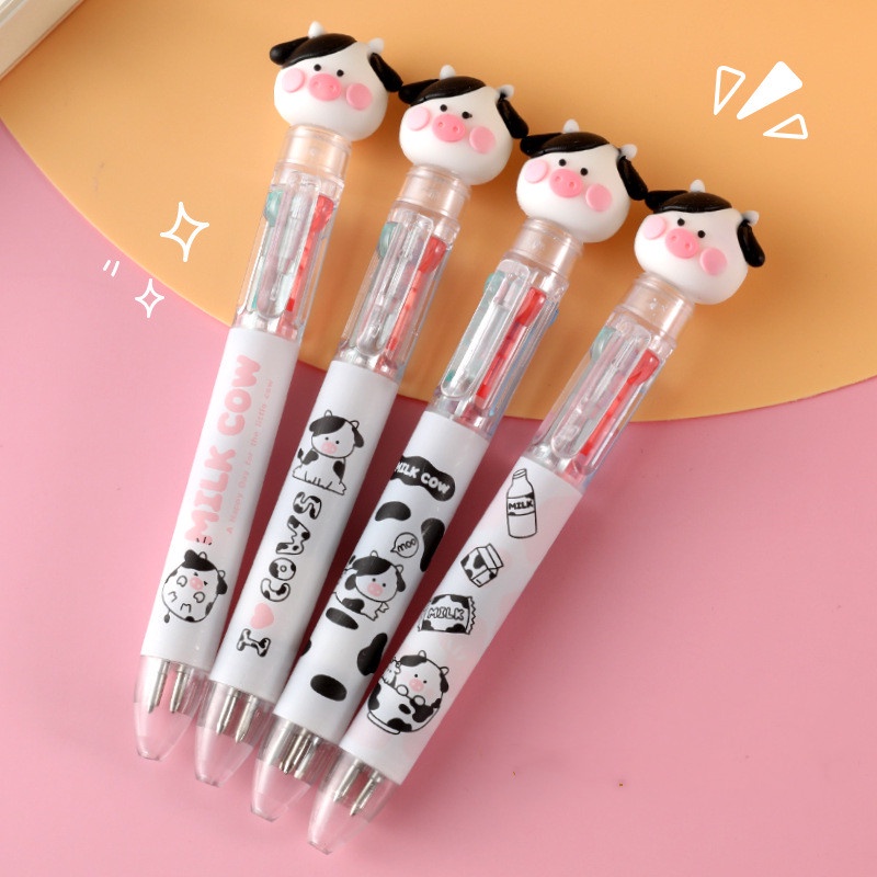 Set 4 Bút Bi Nhiều Màu Đa Năng Họa Tiết Hoạt Hình Dễ Thương