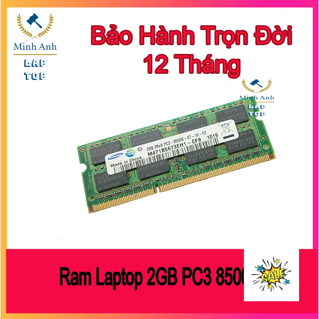 RAM Laptop 2G DDR3 cũ tháo máy Bus 1333 / Bus 10600s 8500s / (Ram Laptop PC3-2G cũ)