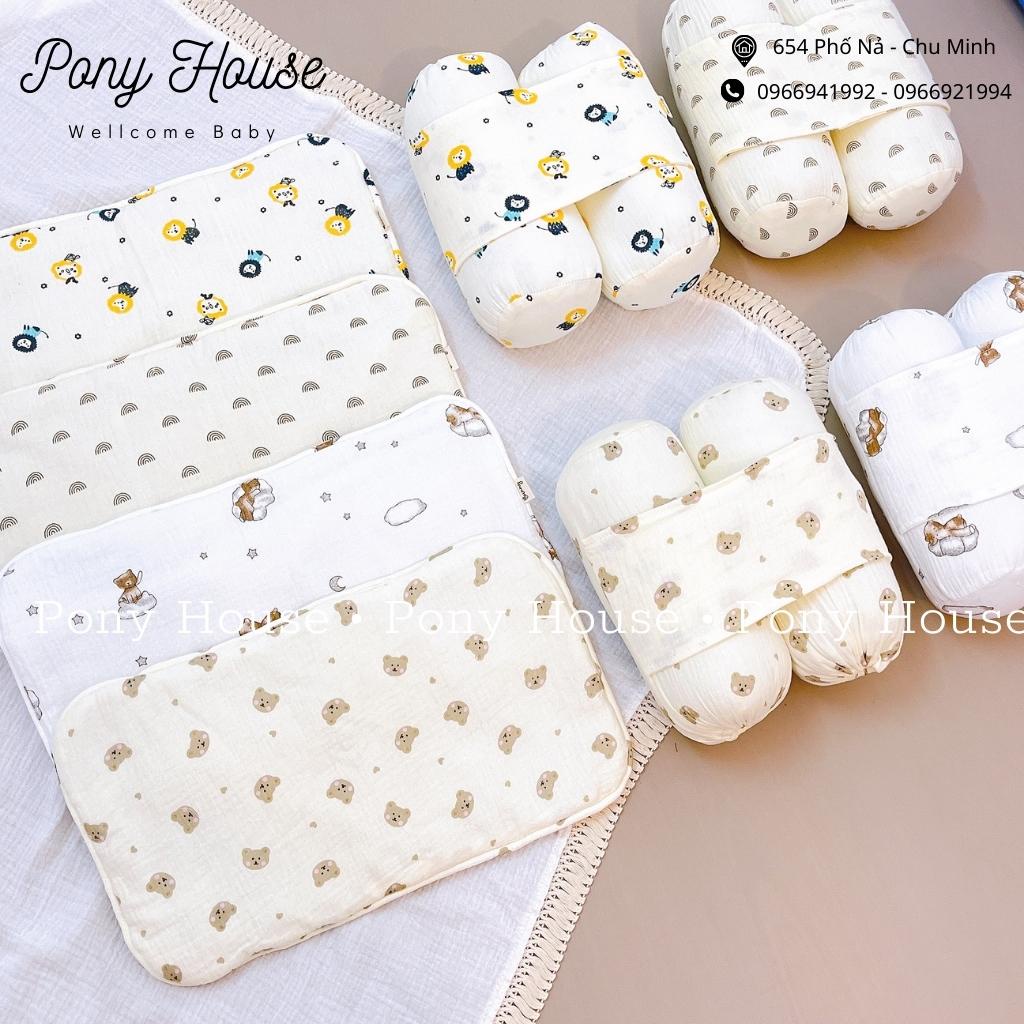 Bộ Gối Chặn Xô Sơ Sinh Bunny Xô Muslin Ruột Bông Tự Nhiên Siêu Mềm Mại Chống Giật Mình Cho Bé Sơ Sinh